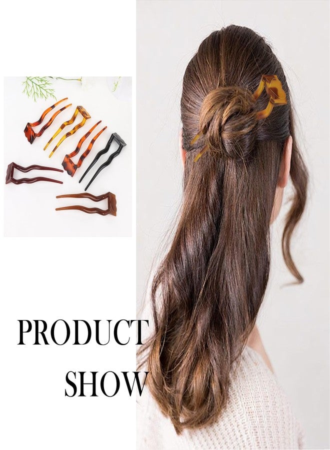 ANBALA 6 Pack Wavy Hair Pins for Women, 2 Prong Bun Hair Sticks for Women, Plastic French Hair Pin, Stylish Updo Accessories for Thick & Thin Hair - Image 5